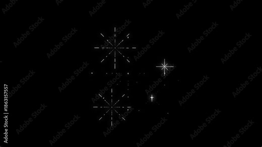 Glowing Star twinkling, Sparkle Star animation, blinking light effect on transparent background with alpha channel. 4K loop animation white cartoon, vector, doodles style stars.