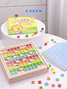 1-100 Number Wooden Hundred Board Toy Boys Girls Rainbow Counting Block Learning Game