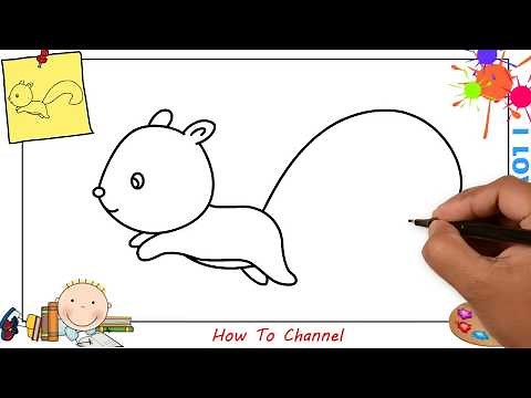 How to draw a squirrel EASY step by step for kids, beginners, children 5