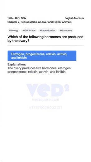 12th Biology Reproduction Hormones by Ovary