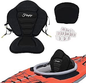 Kayak Seat - Premium Canoe Seat with Back Support, Thickened Kayak Seat,SUP and Paddle Board Seat – Water-Repellent Cushion – Ideal for Fishing, Rowboats, and More (Black, 1 pcs)