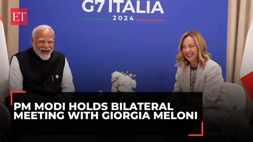 PM #Modi holds bilateral meeting with #GiorgiaMeloni on the sidelines of #G7Summit 🔗 https://tinyurl.com/2746efbv | The Economic Times