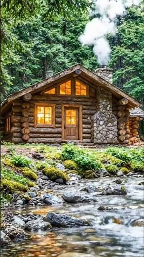 River Sounds for Deep Sleep | Cozy Forest Cabin Ambience 🌿 #Shorts