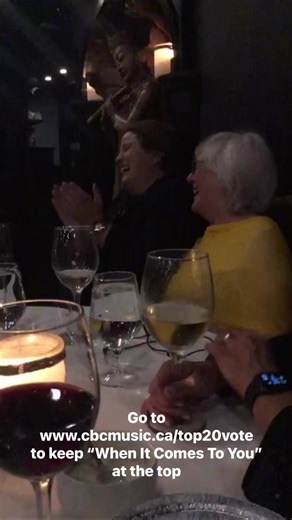 A little while ago, I was having dinner with some friends in St. John’s. The server came over to tell me I had a big fan in the room and that it was her 80TH BIRTHDAY!!! I knew I had to do something. Here’s us singing together and celebrating her. Go vote for my #1 radio single, “When It Comes To You” to keep it at the top. | Kellie Loder