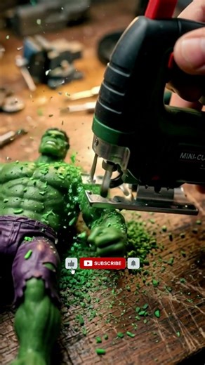 Mini Jigsaw vs Hulk 😳 Can It Cut a Superhero? #diy #asmr #short
