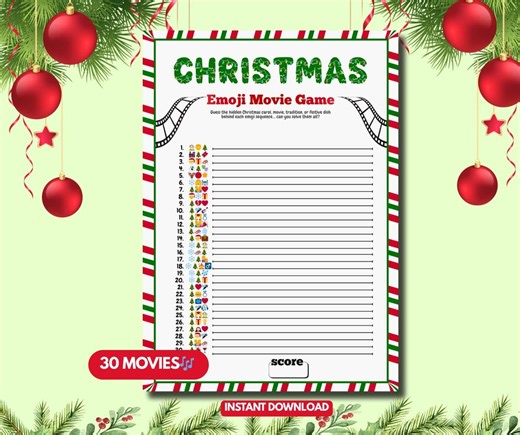 Christmas Movie Emoji Game, Printable Holiday Game (instant Download) - Etsy