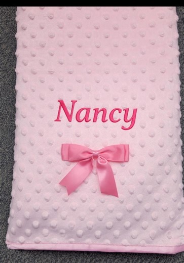 Embroidered Personalised Baby Blanket Script Font Name and Bow - Etsy