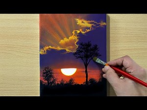 Red Sunset / Acrylic Painting for Beginners / STEP by STEP #178 / 붉은노을 아크릴화 그리기