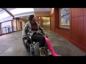 Her broken leg in the hospital