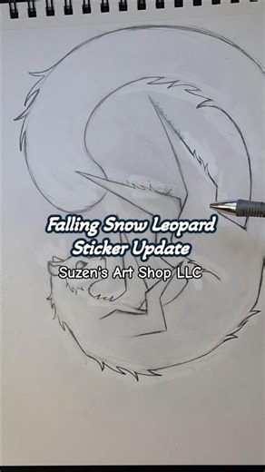Falling Snow Leopard Sticker Update // Snow Leopard Drawing #suzensartshop