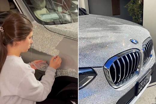 I spent three weeks bedazzling my BMW with Swarovski crystals by hand — people call it a road hazard but it’s my passion