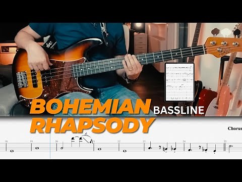 Bohemian Rhapsody BASS TUTORIAL - QUEEN with play along bass tab