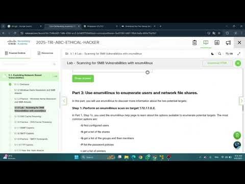 5.1.4 Lab - Scanning for SMB Vulnerabilities with enum4linux