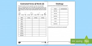 Spelling Activity Sheet: Contacted Forms