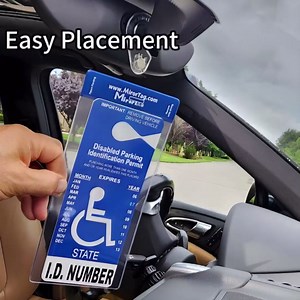 Handicap Placard Holder, 11.6"×5" Ultra Transparent Parking Permit Placard Protector, Disabled Parking Sign Protective Cover with Large Hook, Universal Car Accessories (1 PCS)