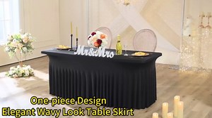 4 Pack White Spandex Tablecloth for 5 Foot Rectangle Tables, Wrinkle Free Fitted Table Clothes Cover 5ft Stretchy Tablecloths with Skirt for Parties Weddings Birthday Banquet Baby Shower