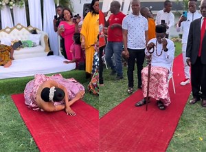 Drama as wedding video shows bride asked to lie down before her husband (Watch)
