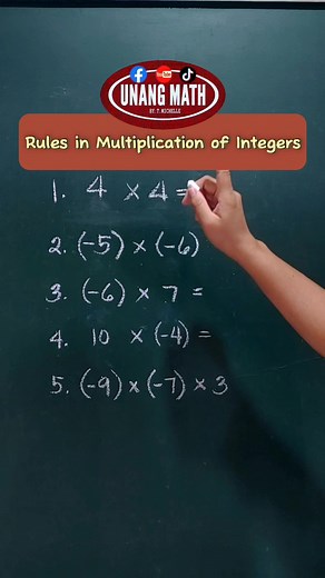 Rules Multiplicatiin of Integers #maths #unangmathlesson #integers #multiplicationofintegers #mathchallenge #mathematics #solvingMath | Unang Math