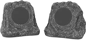 Victrola Outdoor Rock Speaker (Pair) – IPX4 Rechargeable Outdoor Bluetooth Speakers for Garden, Patio, Built for All Seasons, Wireless Music Streaming (Charcoal)