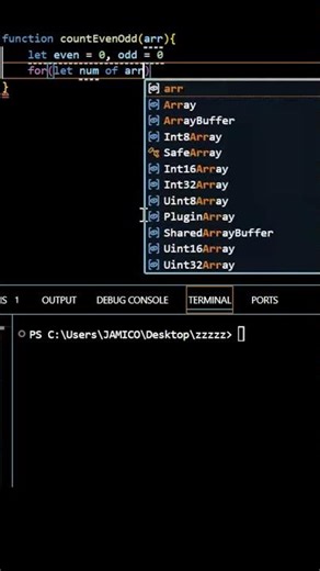 Count Even and Odd Numbers in an Array #coding #javascript #codeblocks