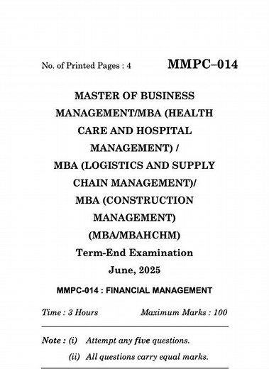 MMPC-014 June 2025 | IGNOU Previous Year Question Paper