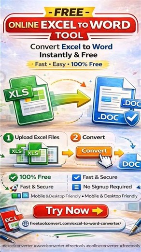 📊 **Excel to Word Converter – Free Online Tool**अब Excel फाइल को Word document में convert