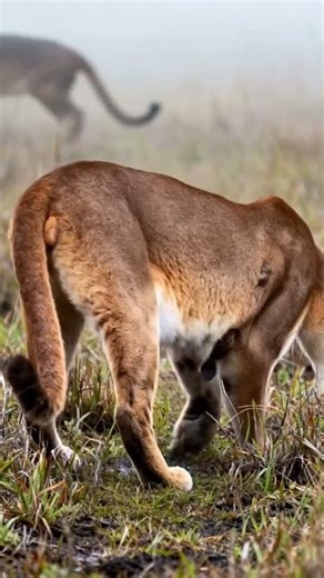 야생 코우거 새끼 탄생 순간! Cougar Gives Birth in Wild Grass 🦁🐾