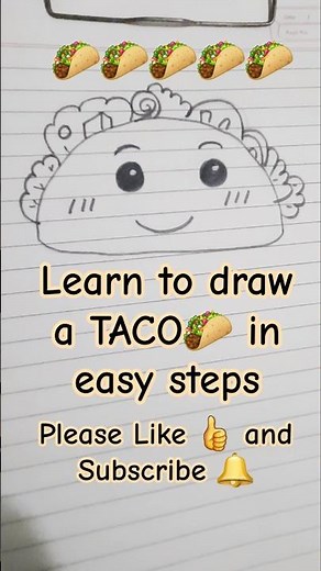 easy taco drawing 🌮✨️|simple steps| #art #shorts #easy #tacos