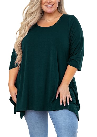 SHOWMALL Plus Size Maternity Top for Women 3/4 Sleeve Blouse Swing Clothing Dark Green 5X Clothing Crewneck Loose Fitting Clothes