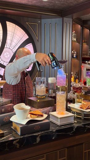 The themed specially cocktails at the “Sanctum” on the Disney Destiny are a work of art, inspired by Doctor Strange’s New York Sanctum. . . #disneycruise #marvel #drstrange #cocktails | The DIS