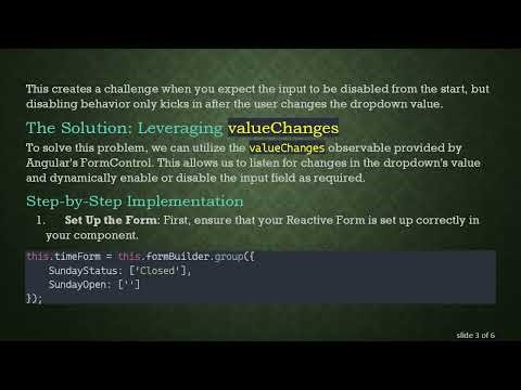 How to Disable Form Control Based on Another's Value in Angular Reactive Forms