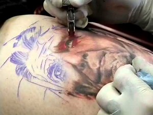 Ronald Reagan tattoo done with Rapier Rotary