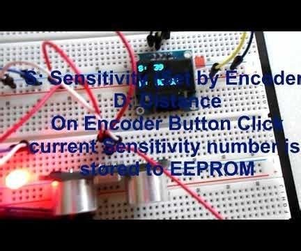 Arduino Ultrasonic Range Finder, OLED, Rotary Encoder and Saving Setting