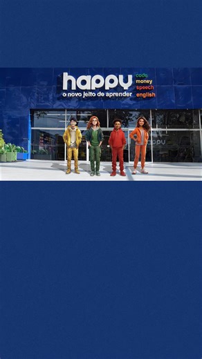Happy Uberaba | Maior Escola de Habilidades do Brasil on Instagram: "Entramos pulando nesta trend! ​ ​Happy Money, Happy Code, Happy Speech e Happy English:​ ​ Juntas, nossas formações carregam o peso do conhecimento que pode transformar o futuro do seu filho (a).​ ​ Agende uma aula experimental na maior escola de habilidades do Brasil.​ ​ Acesse agora o link na bio.​ ​ Happy. Habilidades para o futuro, agora."