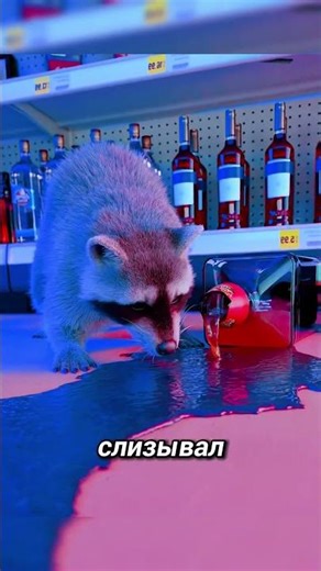 Енот устроил запой в магазине алкоголя