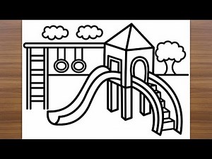 How to Draw Playground with Slide and Swing | Very Easy & Simple Art Tutorial