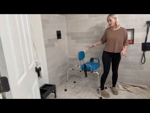 Platinum Health Carousel Sliding Shower Chair & Tub Transfer Bench - Premium Padded Swivel Seat