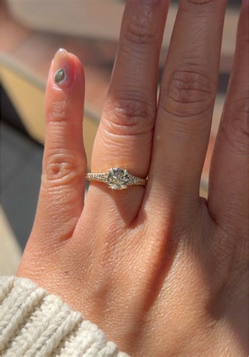1 carat is more than enough for me 🫶 Does anyone else want a smaller stone for their engagement ring? 💍✨ Ring Details 💫 • Setting: Hand Engraved Ring • Metal: 14kt Yellow Gold • Center Stone: Round Lab Diamond • Carat: 1.02ct | Color: D | Clarity: VS1 • Care Level: Low • Setting Height: Low • Price: $2,759 🛍️ Shop now at PrincessBrideDiamonds.com Customize your dream ring! 💬 Text us to get started ✨ 714.899.1122 📆 Book an in-person ring consultation today: https://princessbridediamonds.com