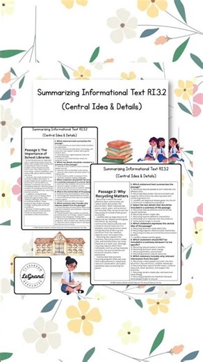 Reading Comprehension Passages for 2nd–4th Grade | Central Idea & Summarizing Practice + Answer Key