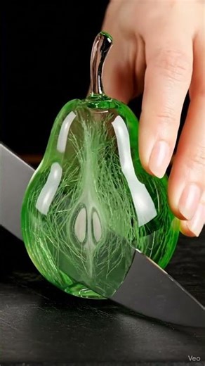 Satisfying Glass Pear Cutting | Realistic Pear Texture ASMR #visualasmr #asmr