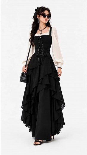 Elegant Black Corset Outfit 🖤 | Gothic Chic Fashion Look ✨ #shorts#DreamWardrobe