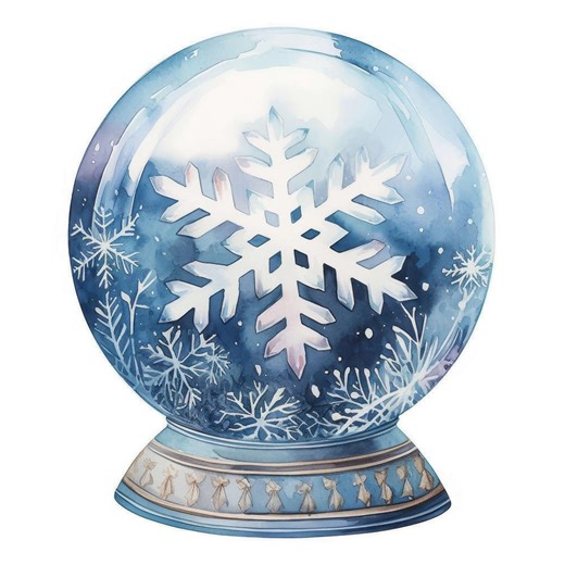 14 Snowflake Christmas Clipart, Snow Globe Images Illustration, Printable Watercolor Clipart, High Quality JPG, Commercial Use, Paper Craft - Etsy