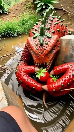 There is a fish-eating strawberry monster