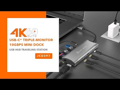 j5create 4K60 Elite USB-C® Triple-Monitor 10Gbps Mini Dock | Model: JCD397