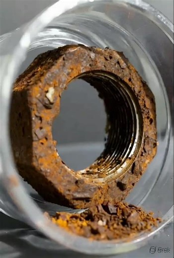 Extreme Macro Jam Nut Rust Removal in Acid | Satisfying Industrial Corrosion Cleaning