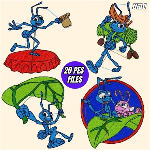 Bugs Life 20 Embroidery PES Files Bundle – PES, JPG, and Size Guide - Etsy
