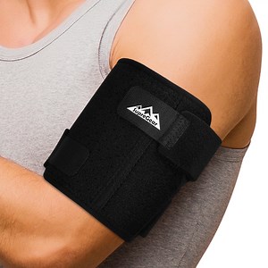 SupreGear Bicep Tendonitis Brace, Compression Sleeve for Upper Arm and Tricep Support, Black, M