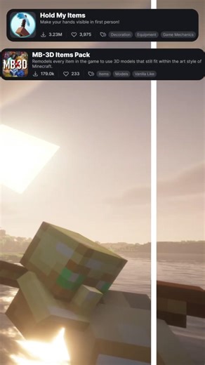 Minecraft: MB-3D Item Pack + Hold My Item Mod 🔥 (3D Items Showcase) #minecraft #resourcepack #mods