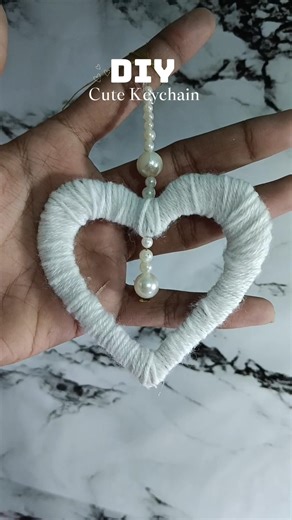 DIY Heart Keychain 🤍 l Wool Heart Keychain l Cute Handmade Craft