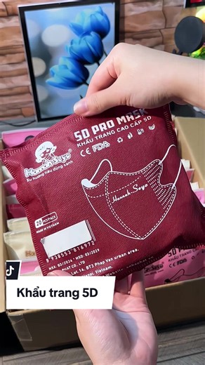 Khẩu Trang 5D 3 Lớp Kháng Khuẩn 99% Dây Đeo Ép Nhiệt